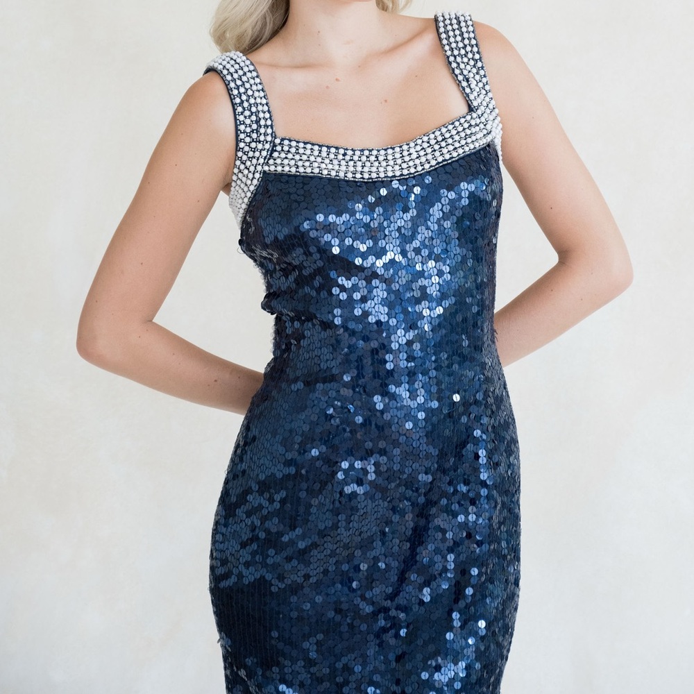 Vintage Navy Sequin Dress